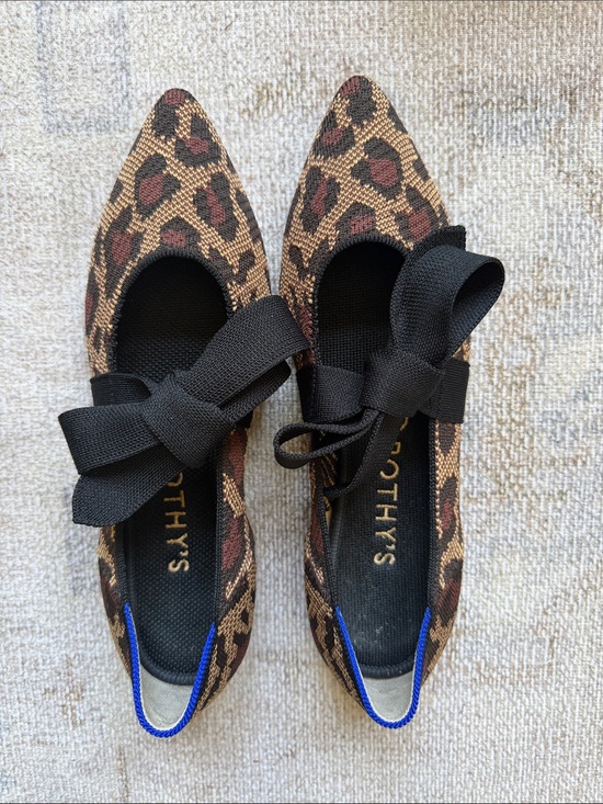 Rothy's Shoes - Rothy's Leopard Print Pointed Flats with Black Bow